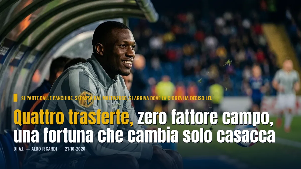 Quattro trasferte, zero fattore campo, una fortuna che cambia solo casacca